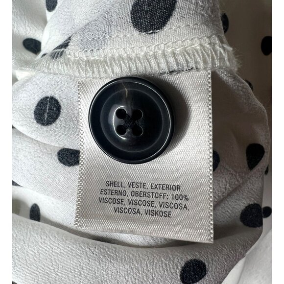 Maeve By Anthropologie Jourdain Blouse Polka Dot Ruched Sleeve Button Down X-S - Picture 6 of 15